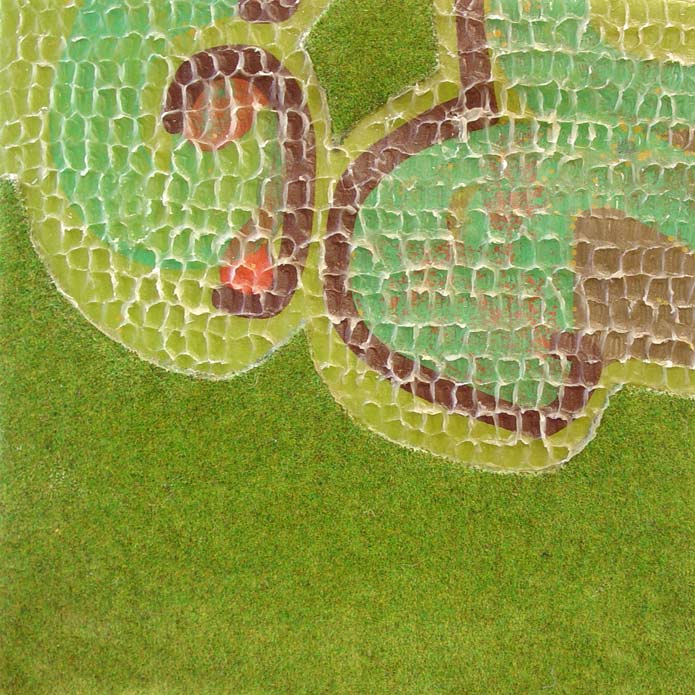Lawn View, acrylic, wax, and mixed media on canvas, 2006, 12 inches x 12 inches